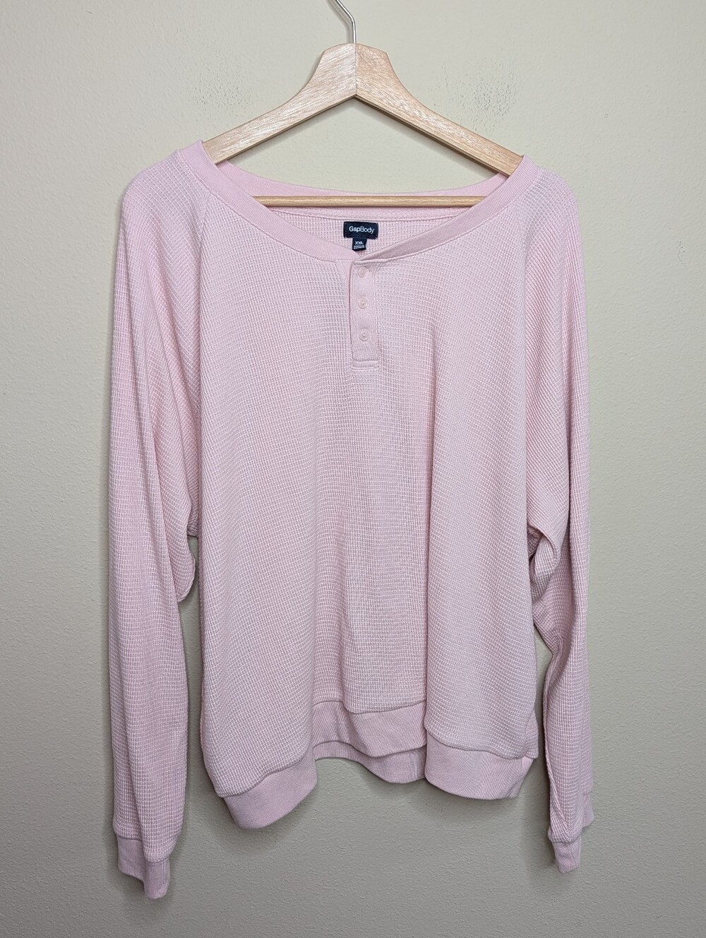 GapBody Pink Waffle Knit Henley Top XXL